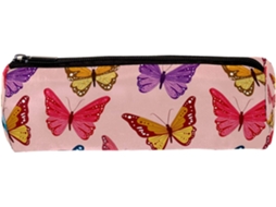 Porta-lápis com estampa de borboleta, organizador de mesa, item essencial para escola e escritório.
