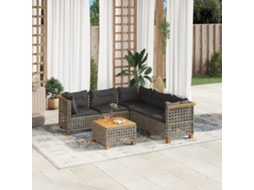 Vidaxl 6 Pcs Conjunto Sofás De Jardim Com Almofadões Vime Cinzento