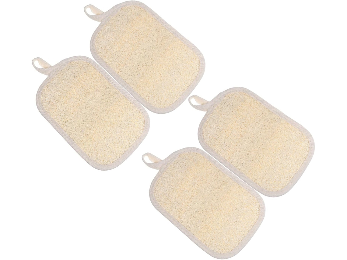 Lurelia Pack De 4 Buchas Vegetais De Banho Para Corpo E Rosto, Bucha Vegetal, Com Argola E Limpeza Profunda