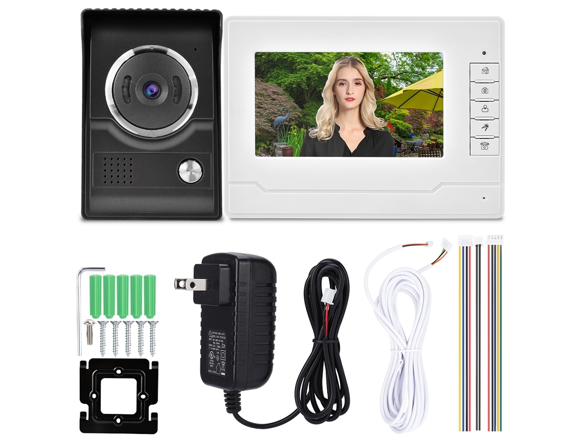 Campainha De Vídeo De 7 Polegadas Com Gravação De Foto E Vídeo Em Cor Hd (resistente À Água, Visão Noturna Infravermelha)