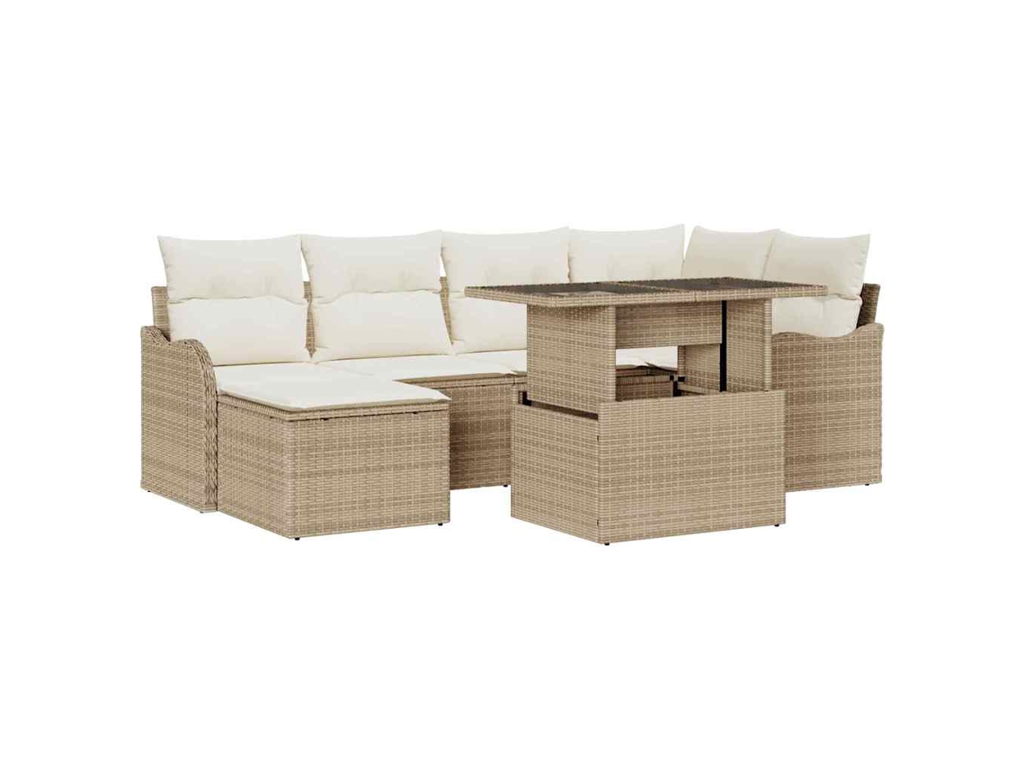 Maison Exclusive - Conjunto De Sofá De Jardim 7 Unid. Bege