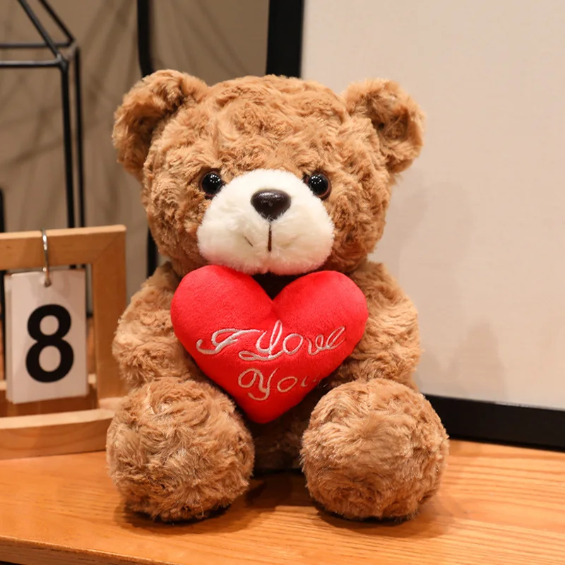 Urso de Pelúcia, Boneco de Urso Fofo e Macio MDUG (em Formato de Coração, Marrom, 15 Cm)