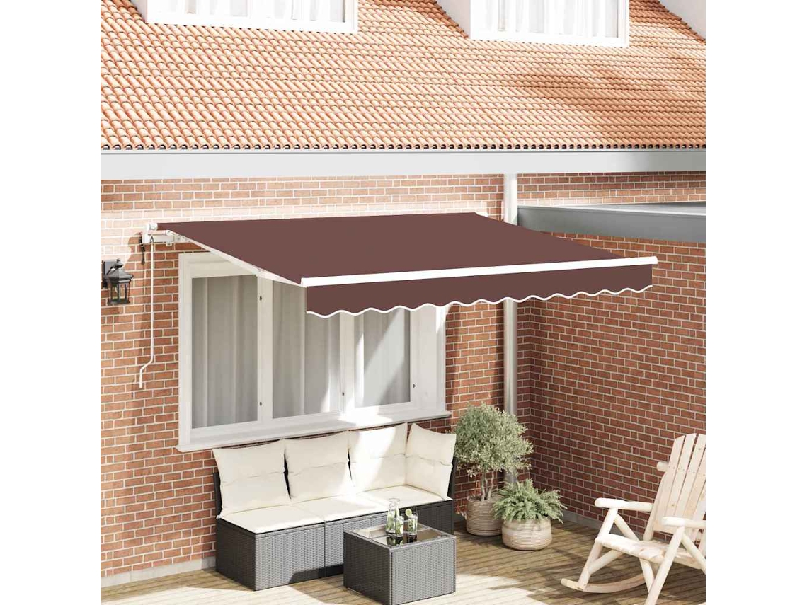 Vidaxl Toldo Retrátil Castanho 350 X 200 Cm Tecido