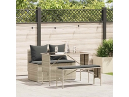 Vidaxl 3 Pcs Conjunto De Jantar P/ Jardim C/ Almofadões Cinzento Claro