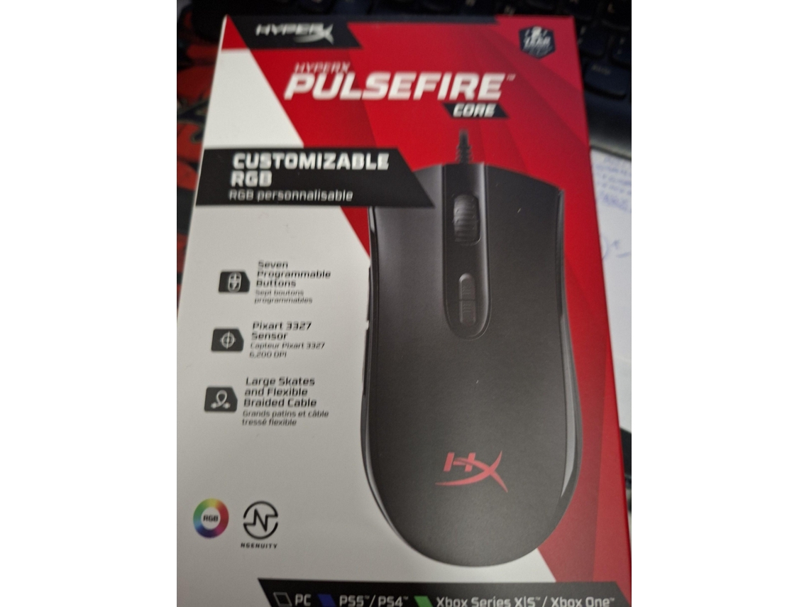Rato Gaming HYPER X Pulsefire Core (Outlet Caixa Aberta - 6200 Dpi - Preto)