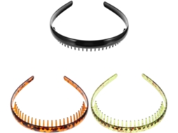 Conjunto de 3 tiaras de resina com dentes, antiderrapantes, para mulheres.