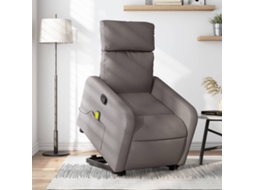 Vidaxl Poltrona Elevatória De Massagens Tecido Cinzento-acastanhado