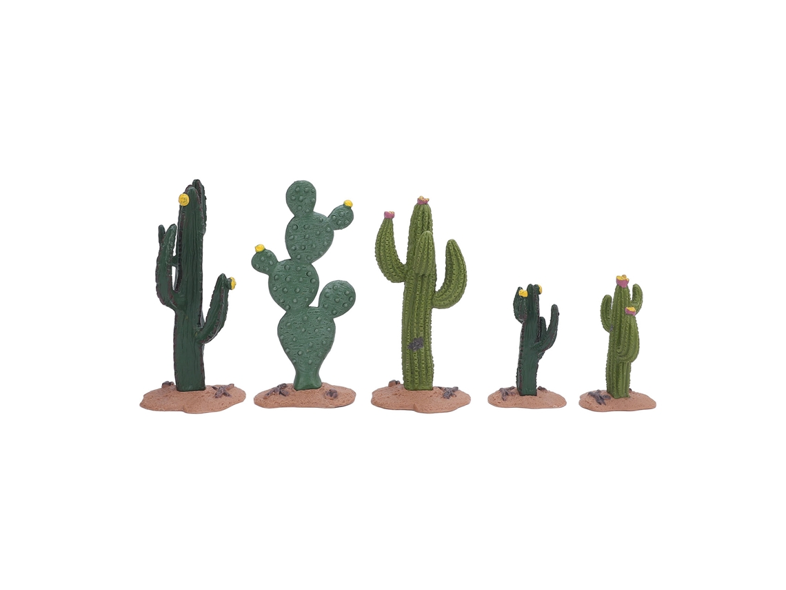 Primerox 5 Peças Mini Cactos Artificiais Figurinas Simuladas Decorativas para Mesa e Caixa de Areia