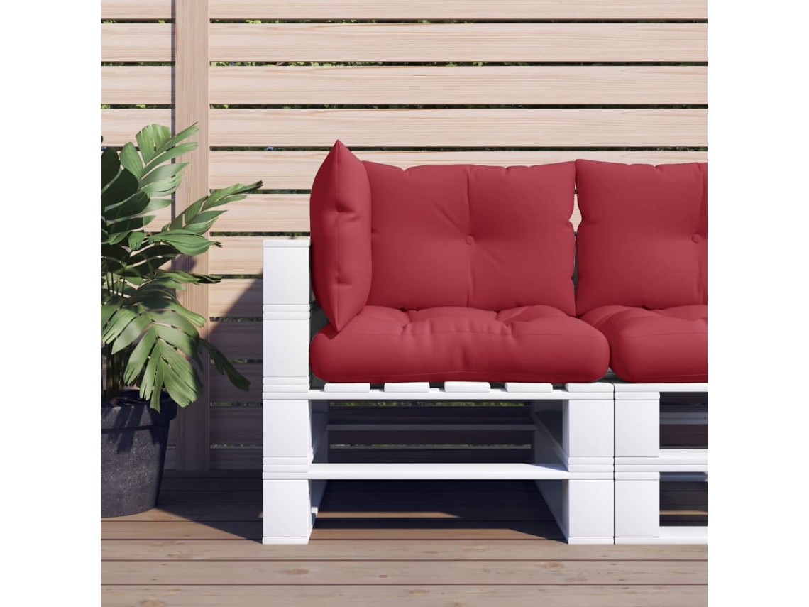 Vidaxl Almofadões Para Móveis De Paletes 3 Pcs Tecido Vermelho Tinto