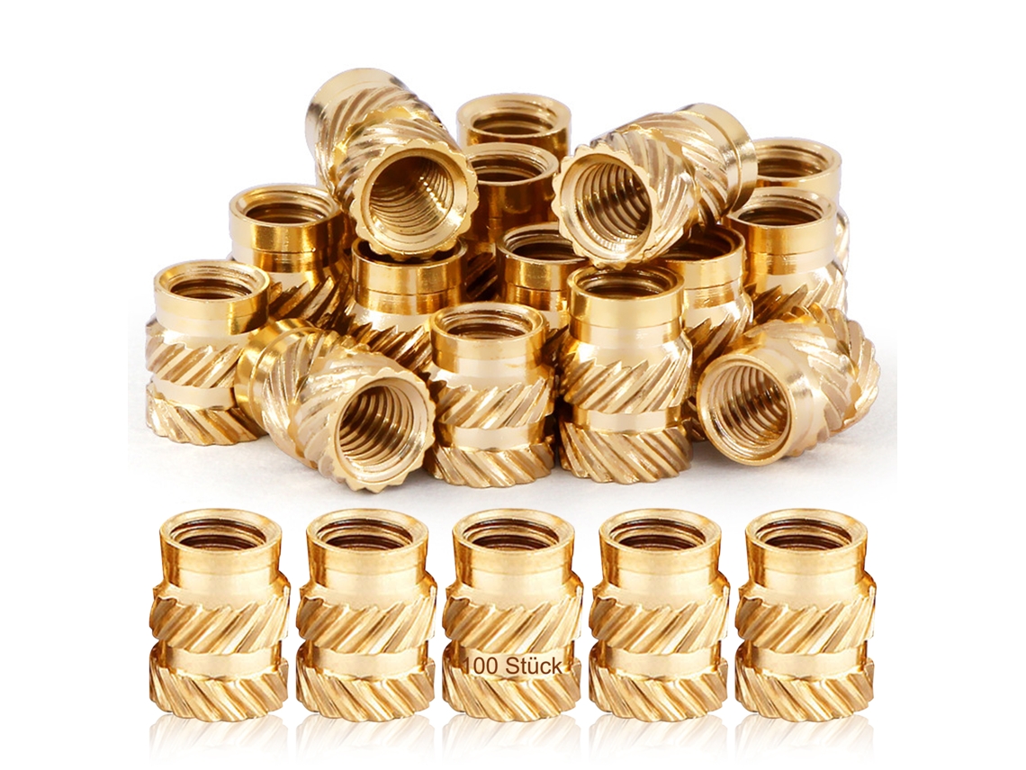 100 Insertos Roscados Recartilhados De Latão M3 (m3x5x4mm) – Adequados Para Componentes Plásticos Impressos Em 3d