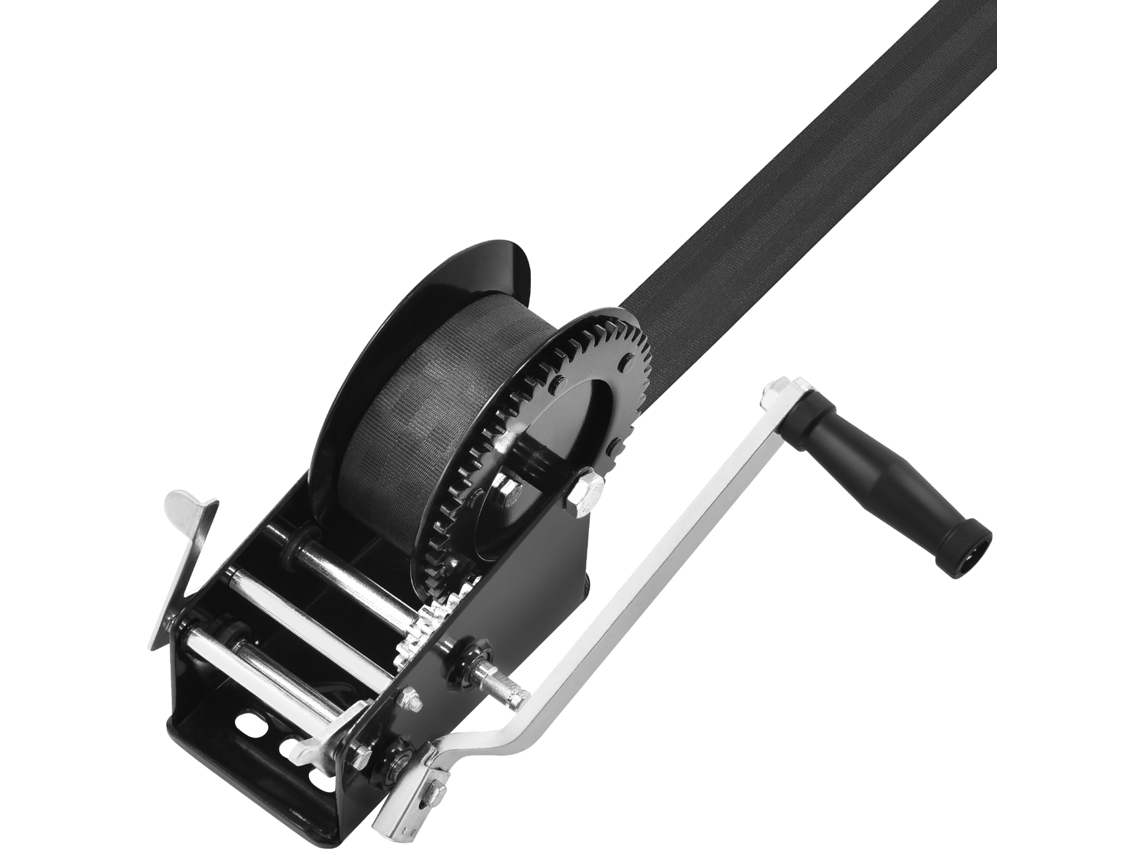 Guincho Manual Capacidade de Tração 1587,5 Kg para Reboque Barco Manivela Resistente com Correia Poliéster 10 M Catraca Bidirecional Reboque, Barco