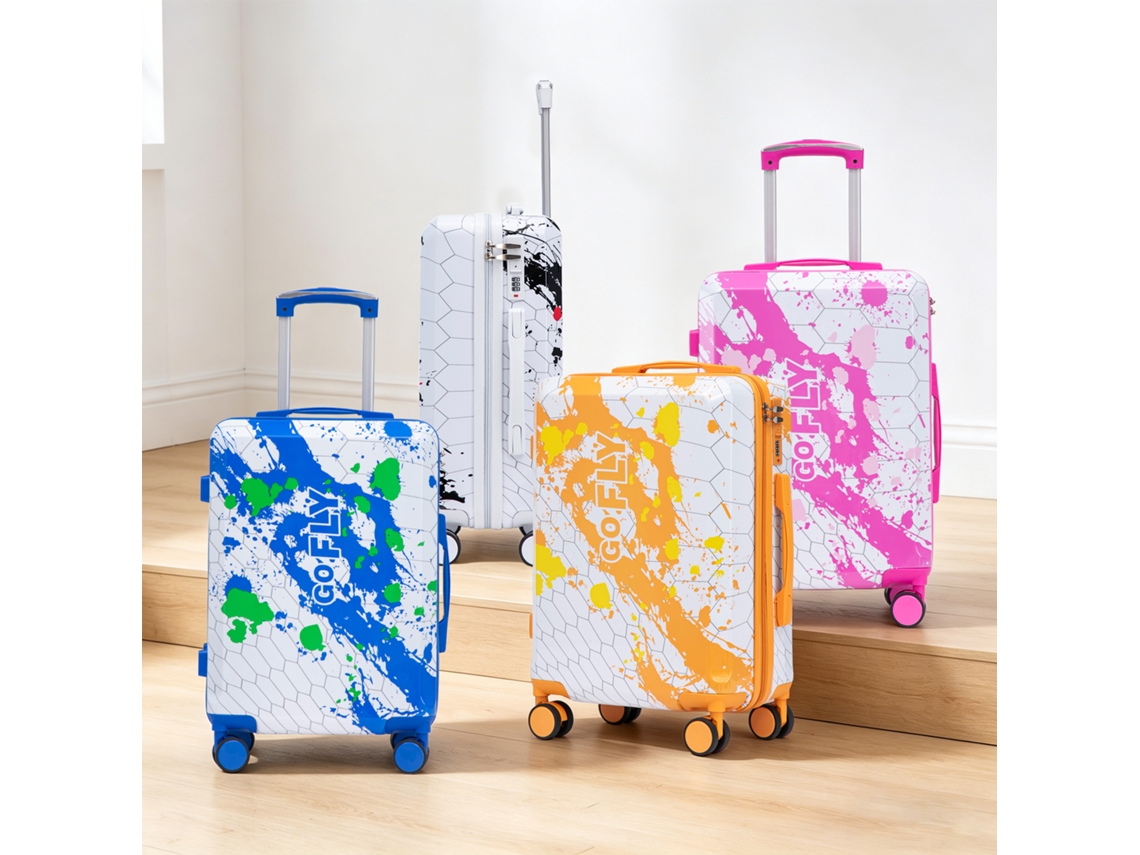 Mala De Cabine 20" Pc Rodas 360°, Estampada, Cadeado Com Código (azul)