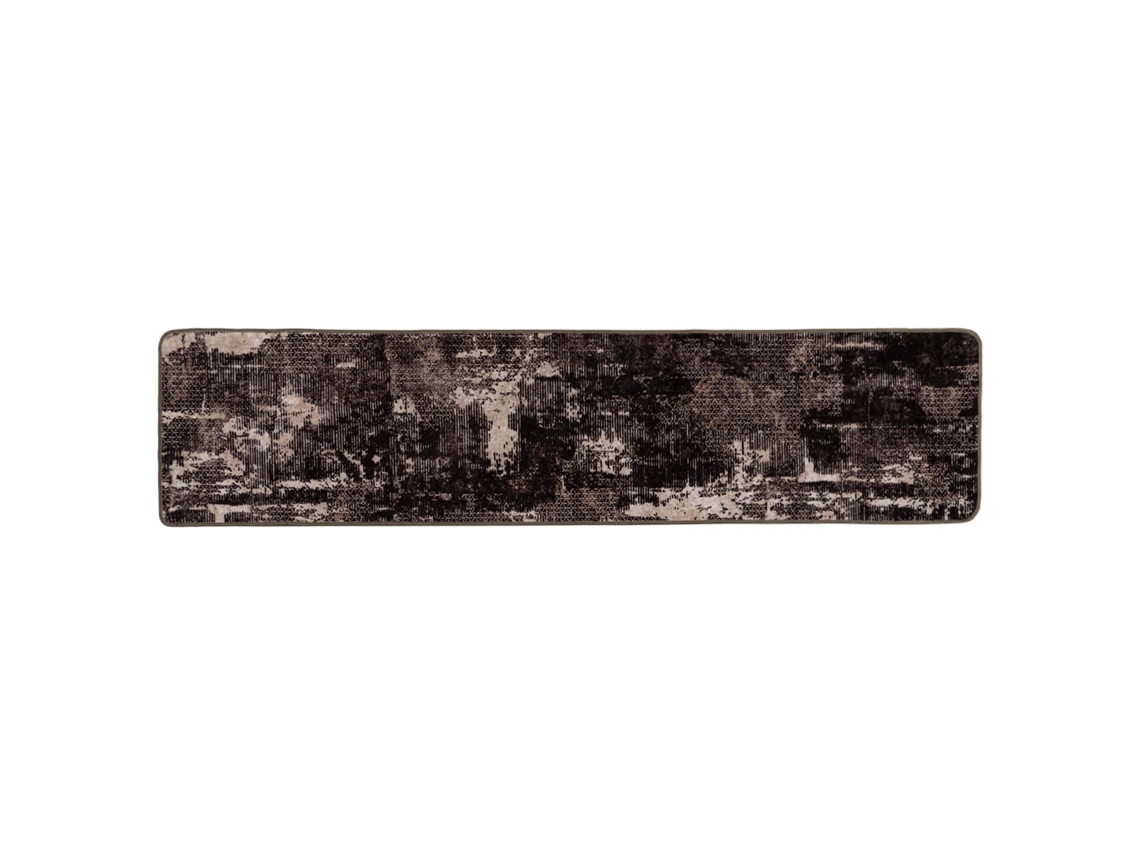 Conjunto 1 Tapete Runner Vidaxl Preto Poliéster (80 X 450 Cm)
