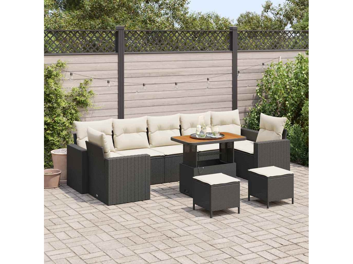 Vidaxl Conjunto De Sofá De Jardim 13 Pcs Bege E Creme Vime Pe