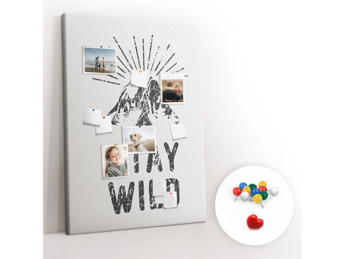Lousa De Cortiça Montanhas "stay Wild" Para A Sala De Estar Espelharte (100x140 Cm)