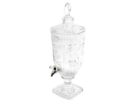 GLASSWARE Fonte de Suco em Vidro Resistente com Torneira de Metal Padrão Mandala 3 L Transparente