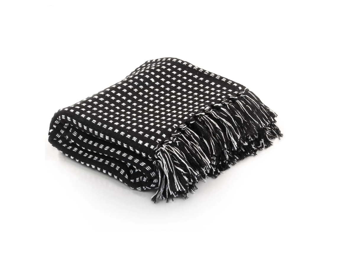 Throw, Throws Vidaxl Preto Algodão (220 X 250 Cm)