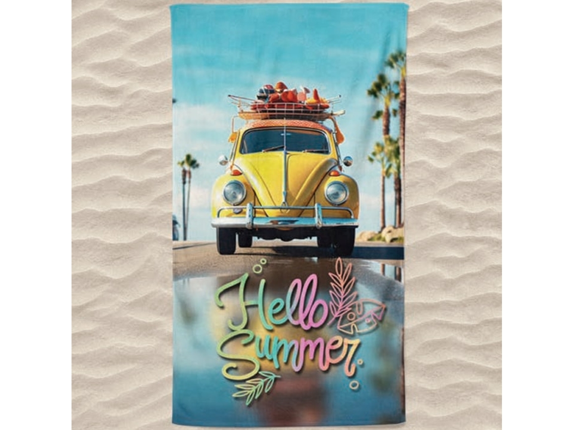 Toalha De Praia Microfibra Vw Carocha Hello Summer
