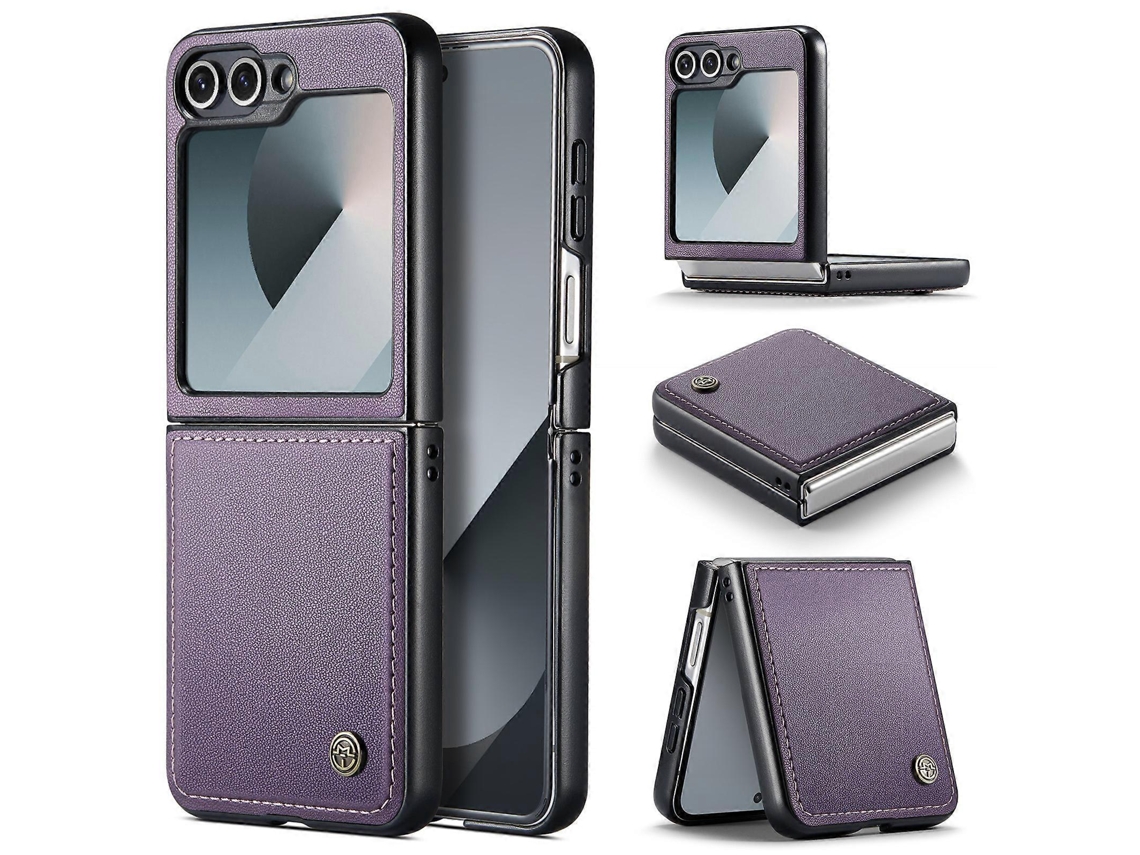 Capa Protetora Para Samsung Galaxy Z Flip7 Fe 5g Caseme 023 Series Com Bloqueio Rfid E Suporte Brilhante, Roxa