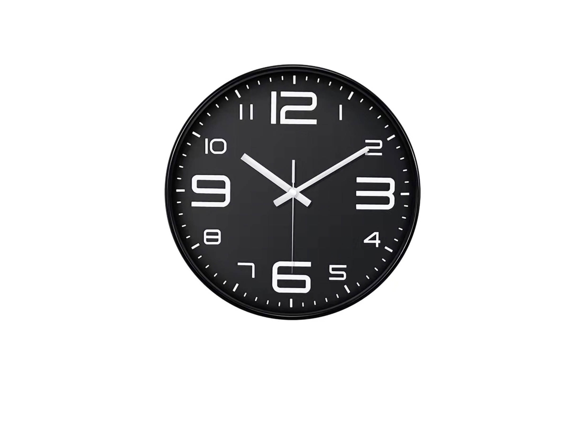 Reloj De Parede Sem Tiqueiro 12 Polegadas Estilo Simples Decoração De Casa Quarto Sala Moldura Preta Fundo Preto Caractere Branco