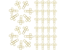 Clips de papel Showeroro em metal dourado, formato de coração e cruz, 100 unidades, para estudo bíblico e organização.
