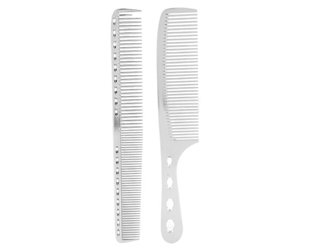 2pcs Pente De Cabelo Antiestático De Alumínio Espacial E Aço Inox Ferramenta De Beleza Para Cortar Cabelo