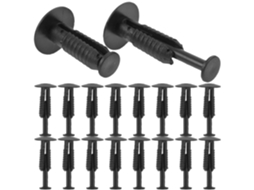 Conjunto de 50 clipes de fixação robustos e multifuncionais em plástico preto.