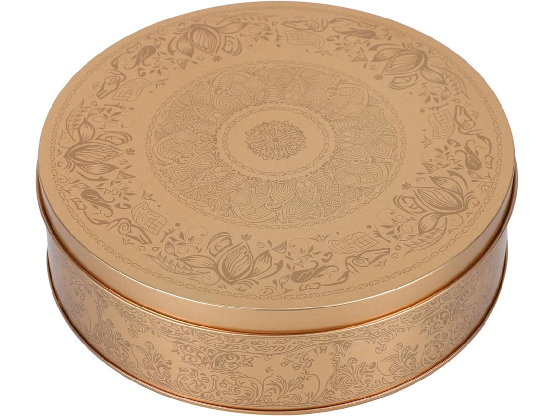 Forma Para Bolo Beavorty Com Tampa Dourada, Pequena Caixa De Metal Para Armazenamento Na Cozinha E Em Festas, Recipiente