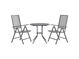 Maison Exclusive - Cadeiras Reclináveis Jardim 3 Pcs Aço Revestido A Pó Antracite