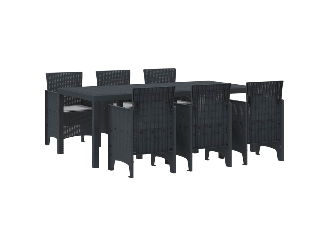 Vidaxl Conjunto De Jantar Para Jardim 7 Unid. Antracite Polipropileno