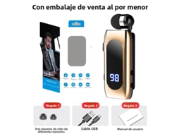 (ouro A) Fone De Ouvido Bluetooth Sem Fio Para Carro Com Microfone E 20 Horas De Duração Da Bateria.