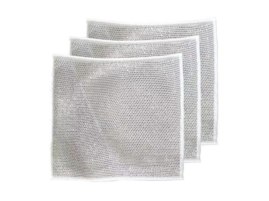 Conjunto de 10 Panos Prato Multifuncionais Metal, Panos de Prato Arame Metal Premium para Limpeza, Panos de Prato Arame Que Não Riscam BRILVIBERA