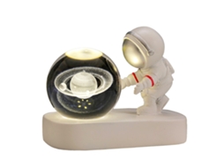 Bola de Cristal Luminosa Astronauta Saturno 6cm
