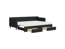 Daybed With Trundle, Daybeds With Trundles Vidaxl Preto Tecido (80 X 200 Cm)