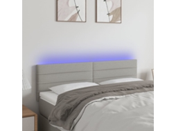 Vidaxl Cabeceira De Cama C/ Luzes Led Tecido 144x5x78/88cm Cinza-claro