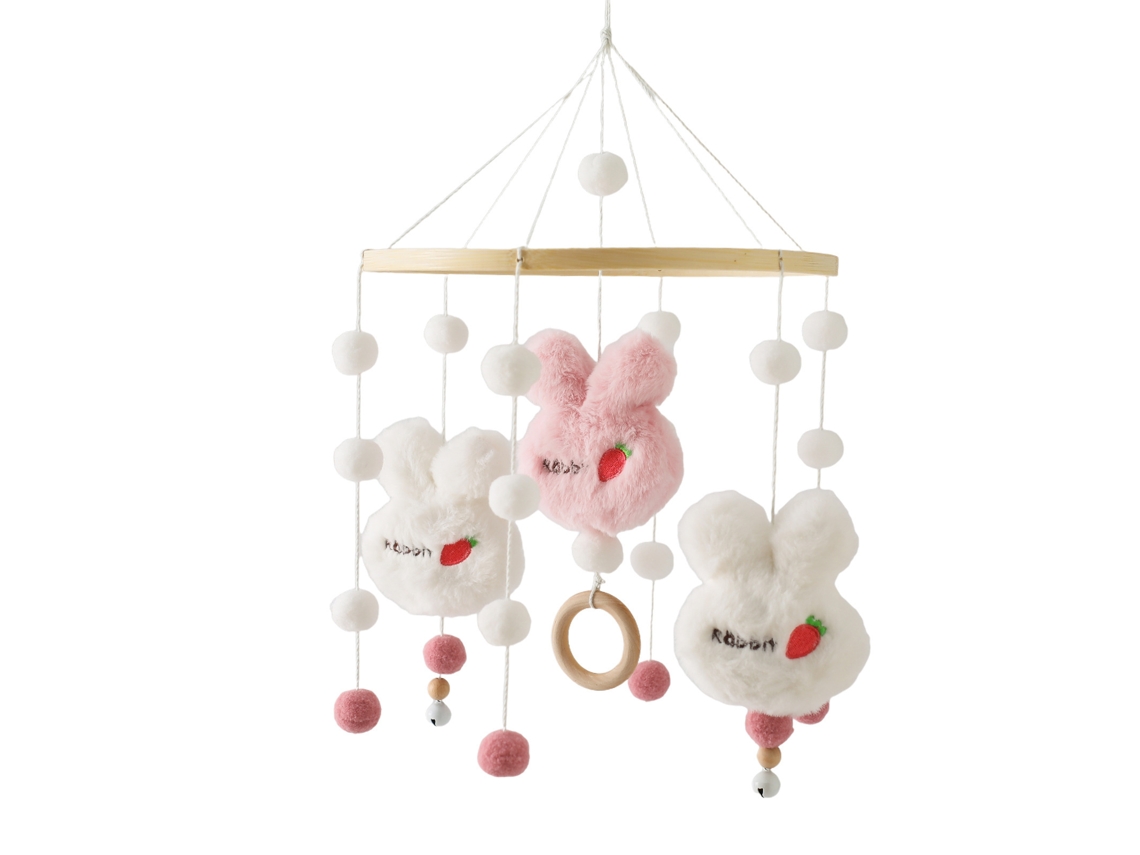 Móbile para Berço Infantil, Carrinho de Bebê, Chocalho Relaxantemóbile de Berço com Brinquedo de Pelúcia Rosa CHENNNLS