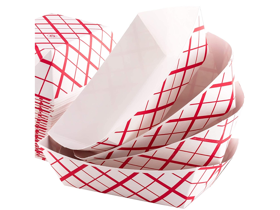VYLARA 50 Unid. Bandejas De Papel Descartáveis Anti Gordura Para Cachorro Quente, Sorvete, Pipoca E Nachos