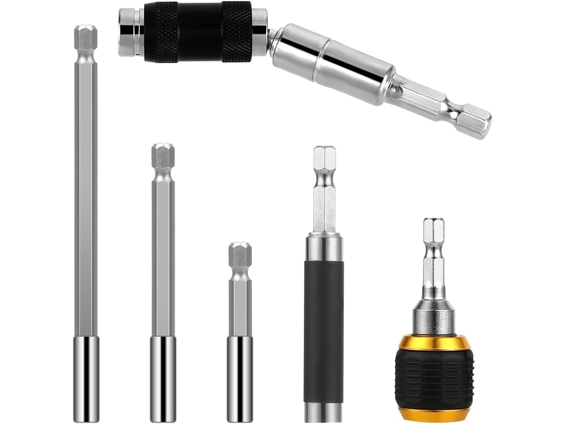 Conjunto De 6 Barras Extensão Magnéticas Giratórias Para Brocas 1/4