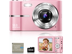 Digital Câmara Compacta Para Crianças E Adolescentes 50mp-4k Mini Máquina Fotográfica Para Fotografia,viagens E Vlogging Inclui Cartão De 64g