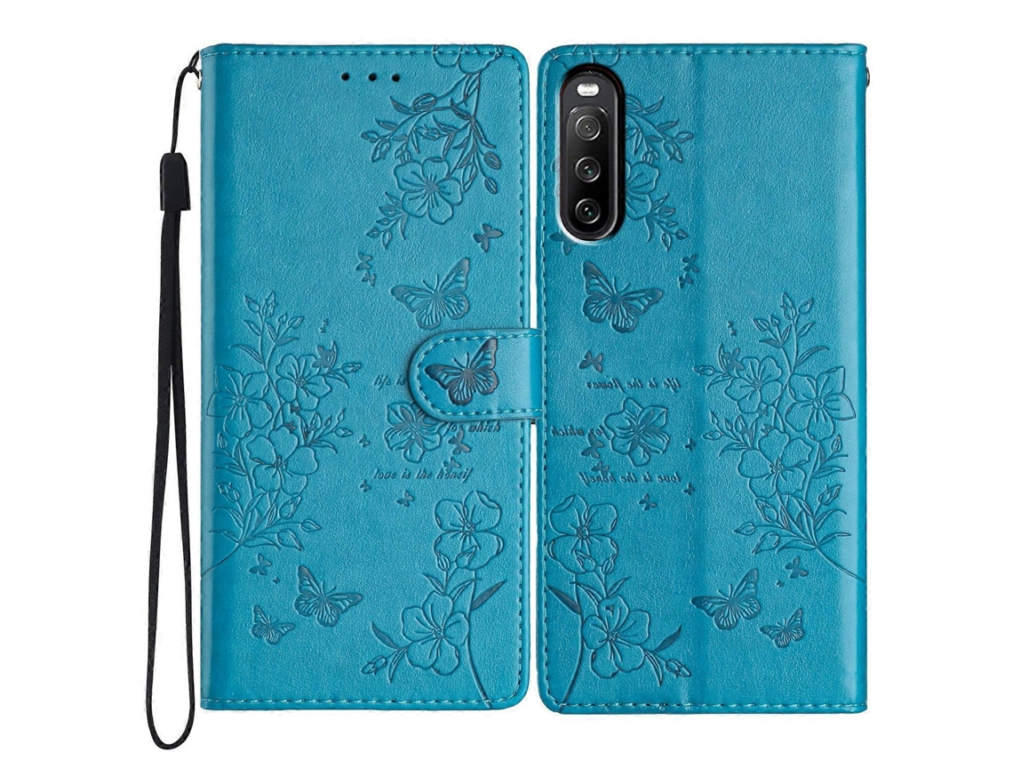 Capa De Couro Para Celular Com Borboletas E Flores