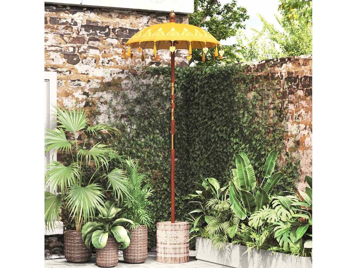 Vidaxl Parasol Balinês Com Base Amarelo 95 X 95 X 260 Cm