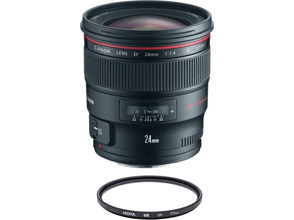 Objetiva CANON EF 24mm F1.4L II USM + HOYA UX UV 77mm Filtro (Encaixe: Canon EF)