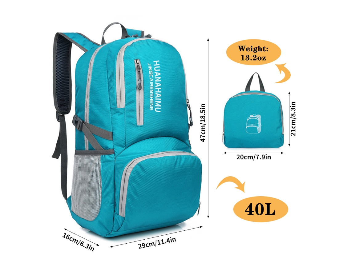 Mochila Leve Plegável Impermeável para Viagem e Trekking
