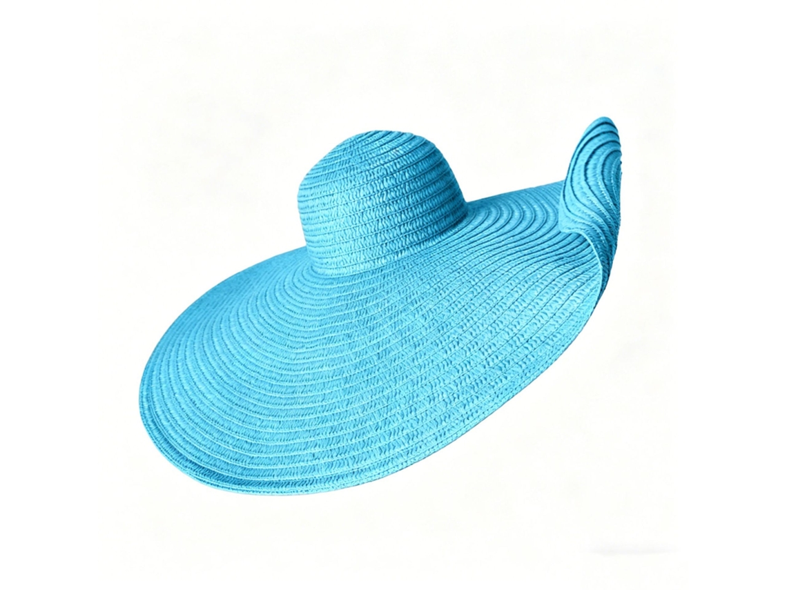 Chapéu De Praia Dobrável Para Férias Com Alça Extrema, Largura De 70cm Quando Aberto, Azul Claro, Tamanho M (56-58cm)