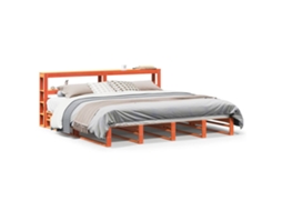 Cama Sem Colchão 200x200 Cm Pinho Maciço Castanho mel MAISON EXCLUSIVE
