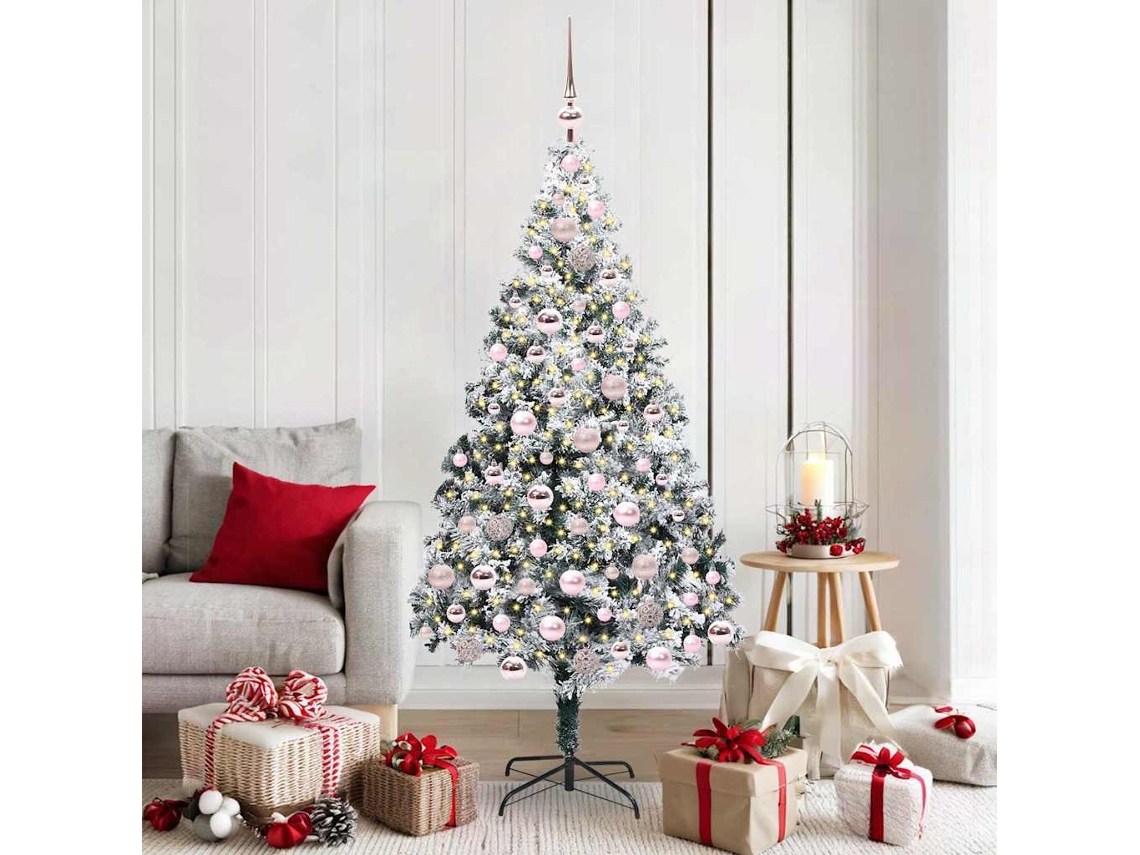 Vidaxl Árvore De Natal Artificial Branco 180 Cm Pvc, Aço E Plástico