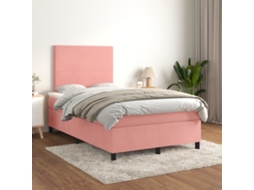 Vidaxl Cama Boxspring Com Colchão 120x200 Cm Veludo Rosa