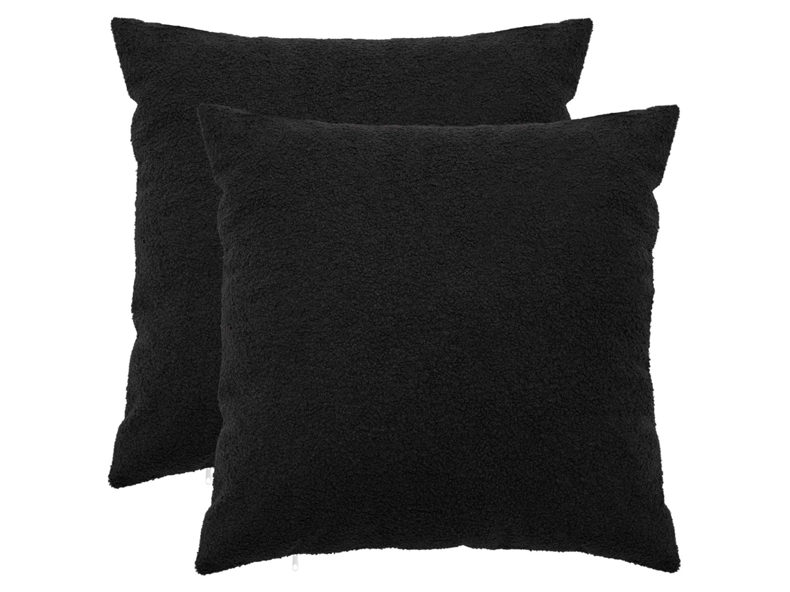 Vidaxl Capa Almofada 2 Pcs Heerlen Preto 60 X 60 Cm Bouclé