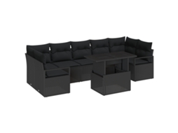 Conjunto 8 Conjunto De Sofá De Jardim Vidaxl Preto Vime Pe (100 X 55 X 73 Cm)