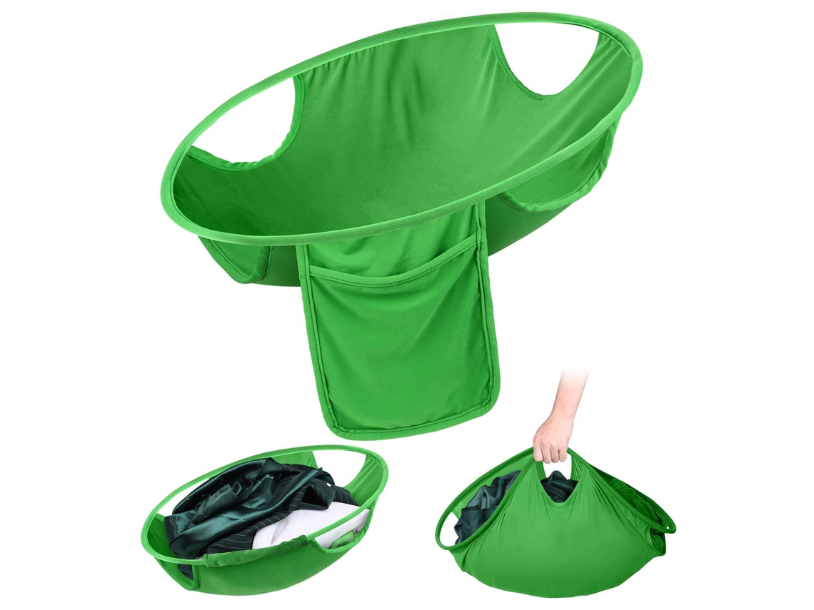 Lurelia Cesto Para Roupa Dobrável Respirável Duplo Nylon Verde Quarto